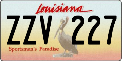 LA license plate ZZV227