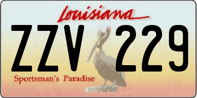 LA license plate ZZV229