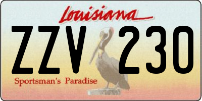 LA license plate ZZV230