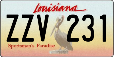 LA license plate ZZV231