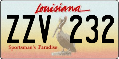 LA license plate ZZV232