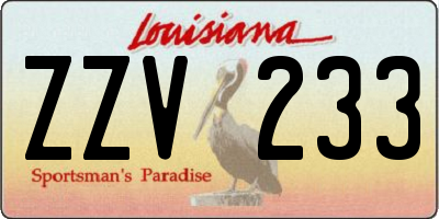 LA license plate ZZV233