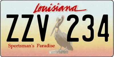 LA license plate ZZV234