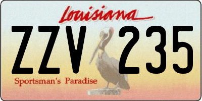 LA license plate ZZV235