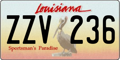 LA license plate ZZV236