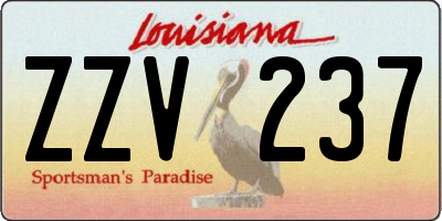 LA license plate ZZV237