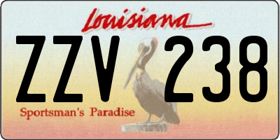 LA license plate ZZV238