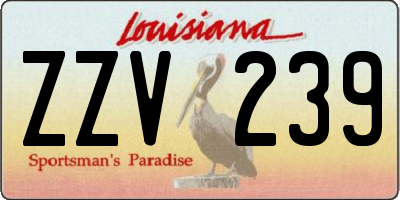 LA license plate ZZV239