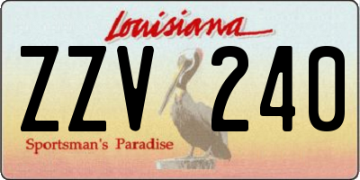 LA license plate ZZV240