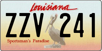 LA license plate ZZV241