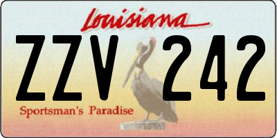 LA license plate ZZV242