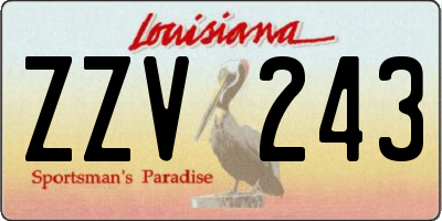 LA license plate ZZV243