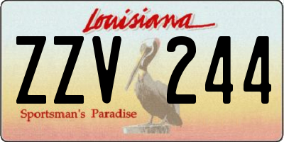 LA license plate ZZV244