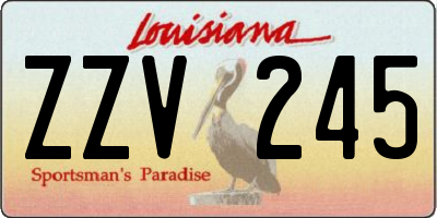 LA license plate ZZV245