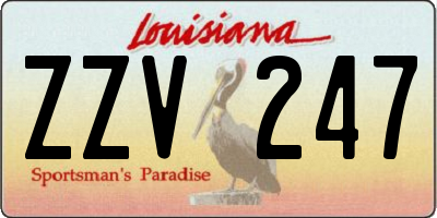 LA license plate ZZV247