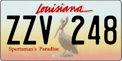 LA license plate ZZV248