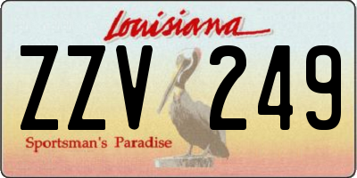 LA license plate ZZV249