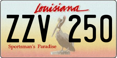 LA license plate ZZV250