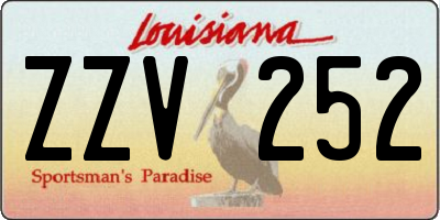 LA license plate ZZV252