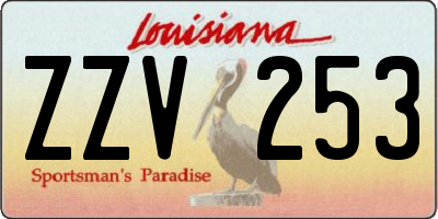 LA license plate ZZV253