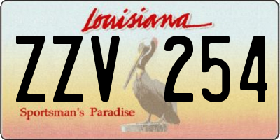 LA license plate ZZV254