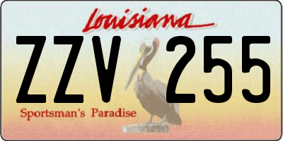 LA license plate ZZV255