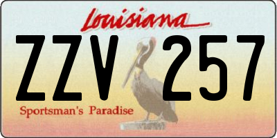 LA license plate ZZV257