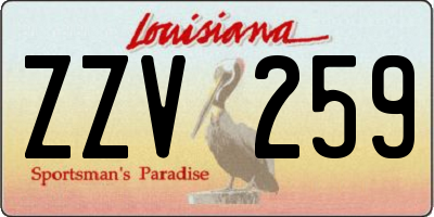 LA license plate ZZV259