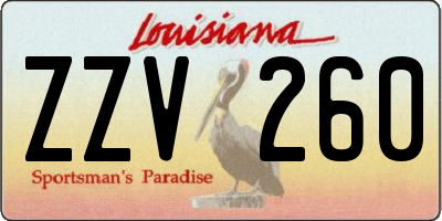 LA license plate ZZV260