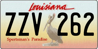 LA license plate ZZV262