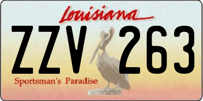 LA license plate ZZV263