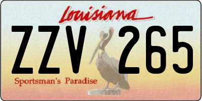 LA license plate ZZV265