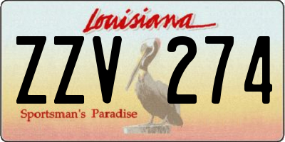 LA license plate ZZV274