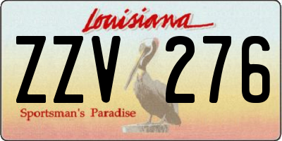 LA license plate ZZV276