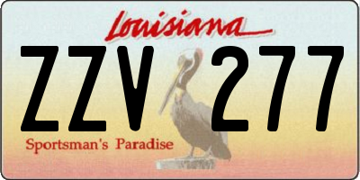 LA license plate ZZV277