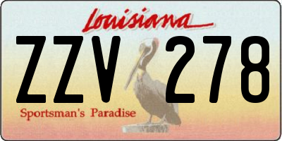 LA license plate ZZV278