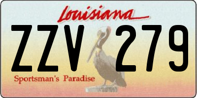 LA license plate ZZV279