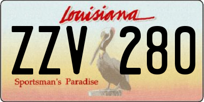 LA license plate ZZV280