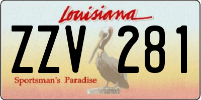 LA license plate ZZV281