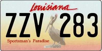 LA license plate ZZV283