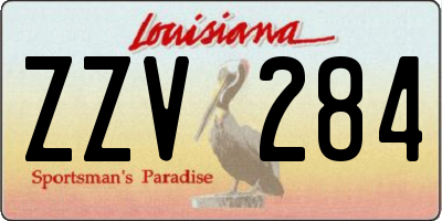 LA license plate ZZV284