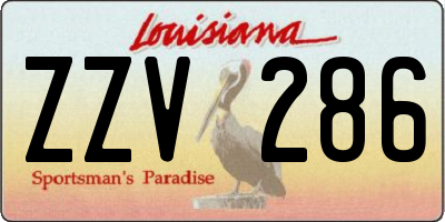 LA license plate ZZV286