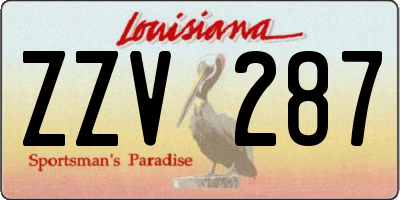 LA license plate ZZV287