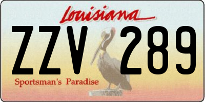 LA license plate ZZV289