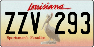 LA license plate ZZV293