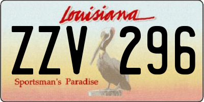 LA license plate ZZV296