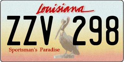 LA license plate ZZV298