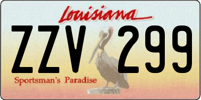 LA license plate ZZV299