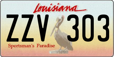 LA license plate ZZV303