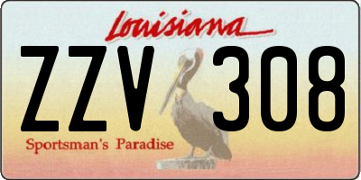 LA license plate ZZV308